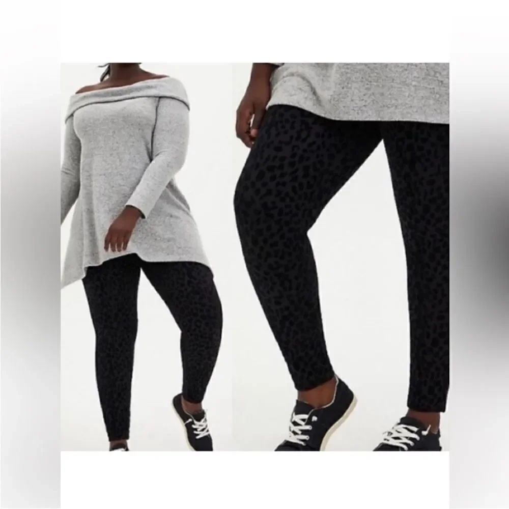 Torrid Pixie Black Leopard Luxe Ponte High Rise Pull On Pants Animal Print - Picture 3 of 14